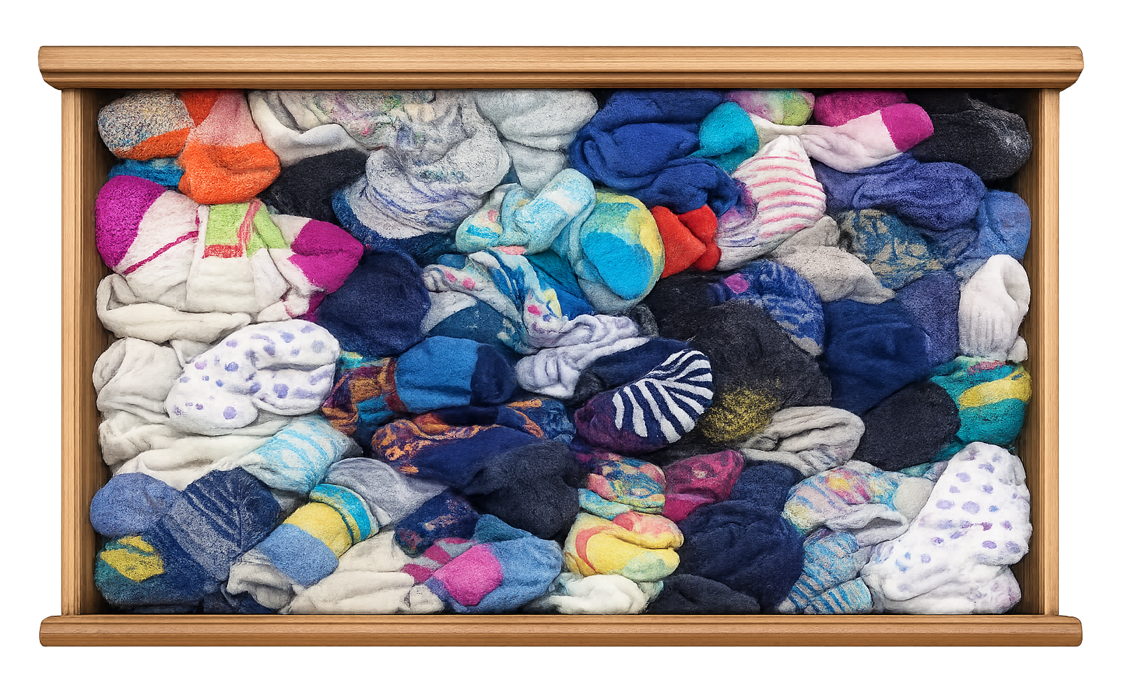 Before — chaotic sock drawer